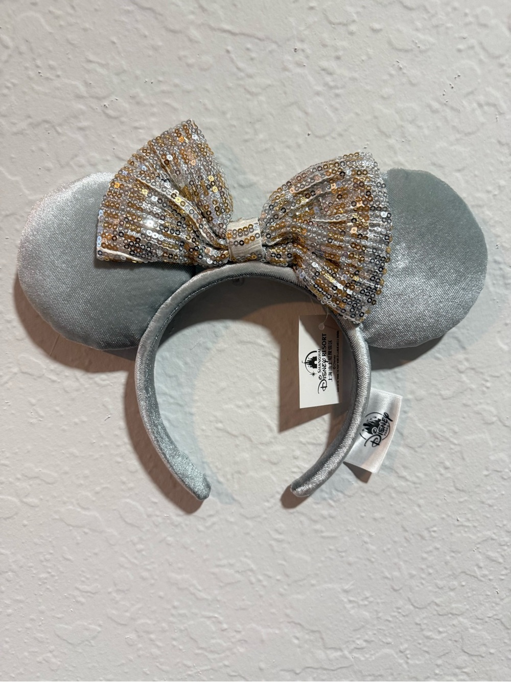 Disney Silver Headband with Gold & Silver Sequin Bow